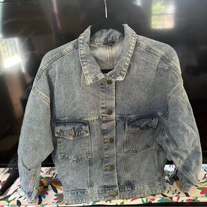 ASM ANNA Oversized Acid Wash Denim Jacket - 90s Retro Boxy Fit - Small